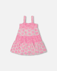 Printed Terry Beach Dress Pink And White - G30MG86_624