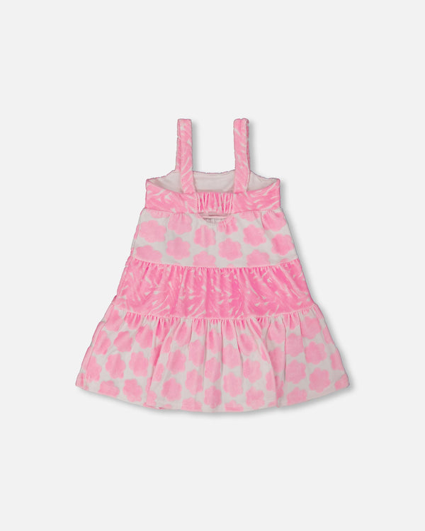 Printed Terry Beach Dress Pink And White - G30MG86_624