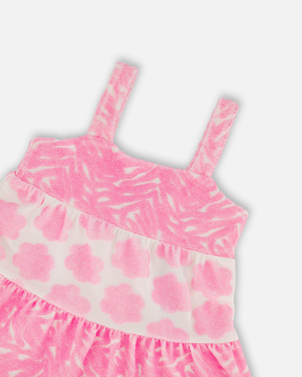 Printed Terry Beach Dress Pink And White - G30MG86_624