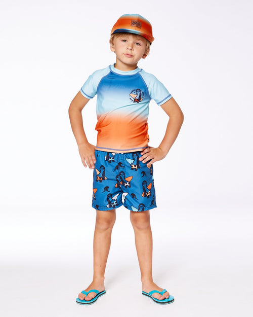 Short Sleeve Rashguard Navy Blue, Turquoise, And Orange - G30NB10_000