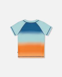 Short Sleeve Rashguard Navy Blue, Turquoise, And Orange - G30NB10_000