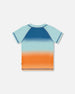 Short Sleeve Rashguard Navy Blue, Turquoise, And Orange - G30NB10_000