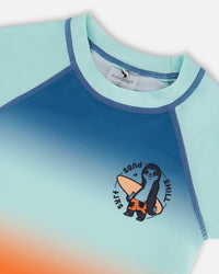 Short Sleeve Rashguard Navy Blue, Turquoise, And Orange - G30NB10_000