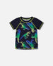 Short Sleeve Rashguard Blue And Green Dino On Navy - G30NB10_034