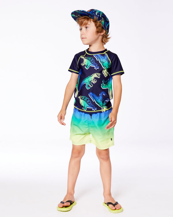 Short Sleeve Rashguard Blue And Green Dino On Navy - G30NB10_034