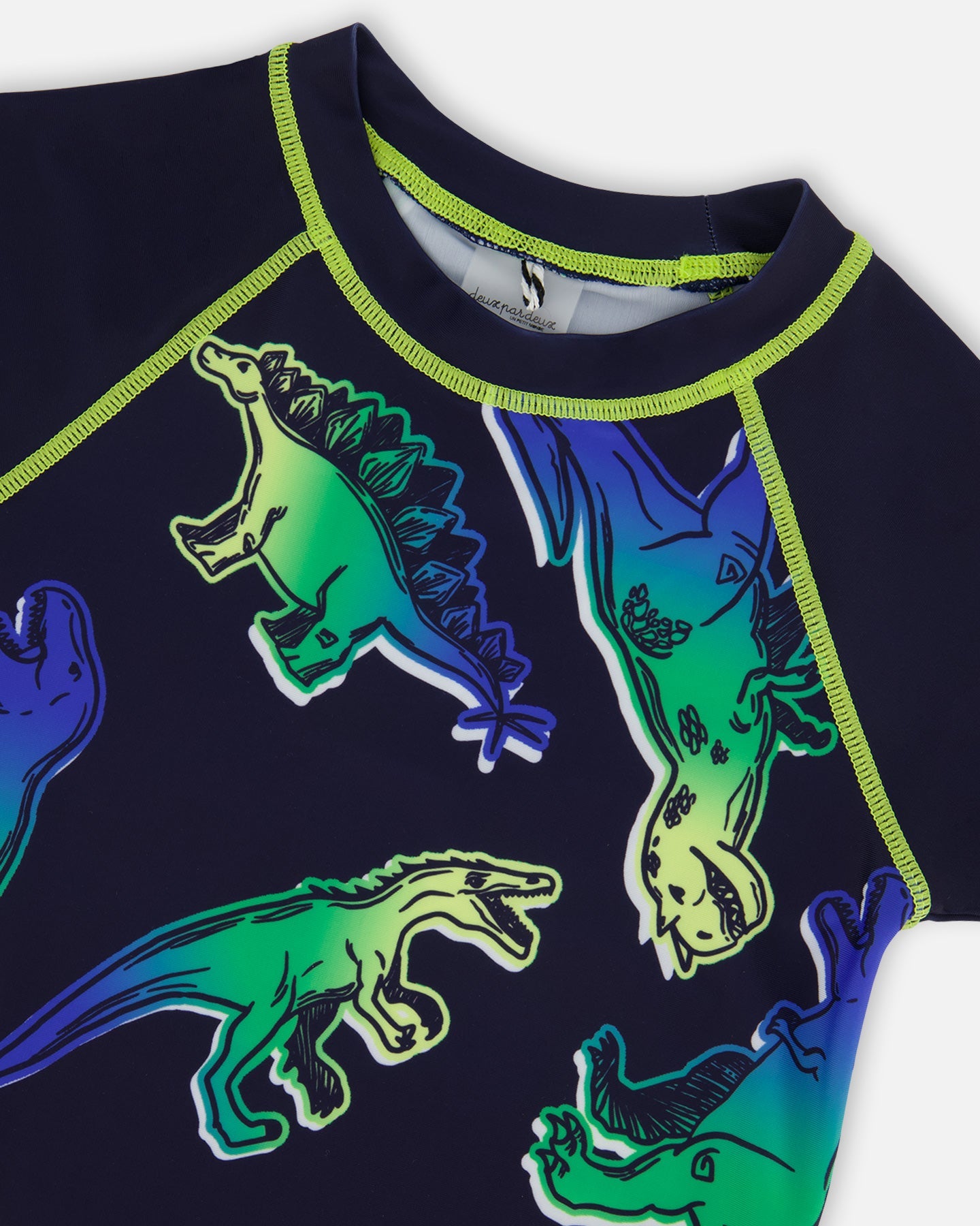 Short Sleeve Rashguard Blue And Green Dino On Navy - G30NB10_034