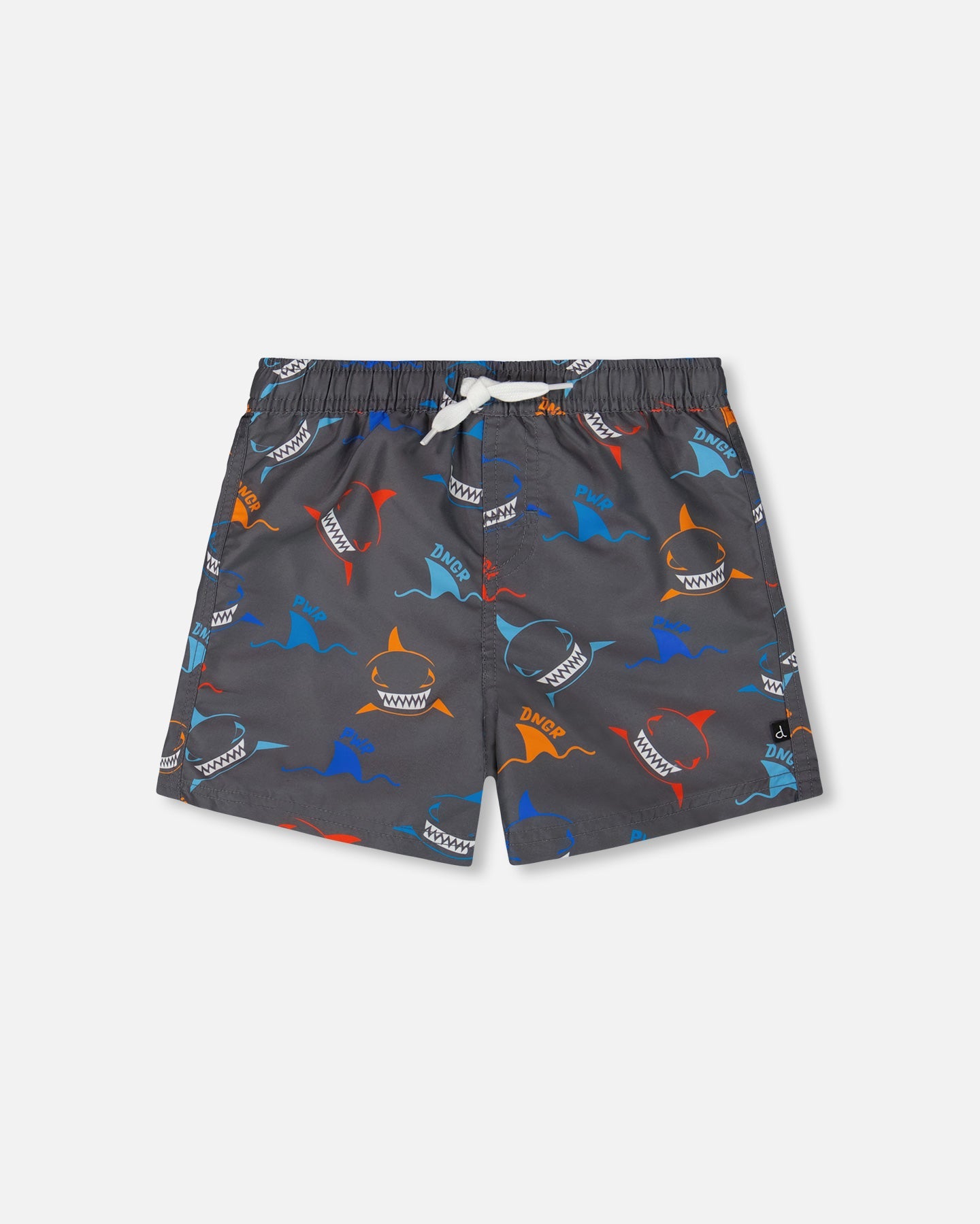 Printed Boardshorts Orange, Red, And Blue Sharks On Gray - G30NB31_041