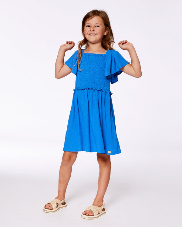 Textured Smocked Dress Royal Blue - G30O86_298