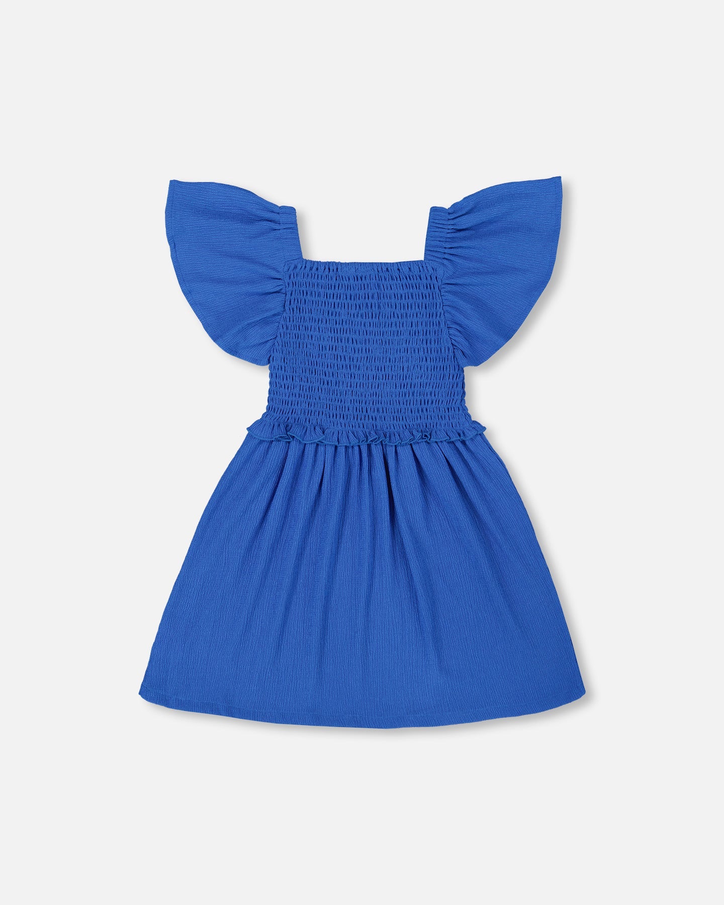 Textured Smocked Dress Royal Blue - G30O86_298