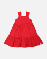 Multi-Tiered Eyelet Dress Red