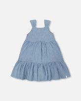 Multi-Tiered Eyelet Dress Gray Blue