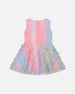 Milano Dress With Printed Mesh Skirt Multicolored With Butterflies - G30O92_000