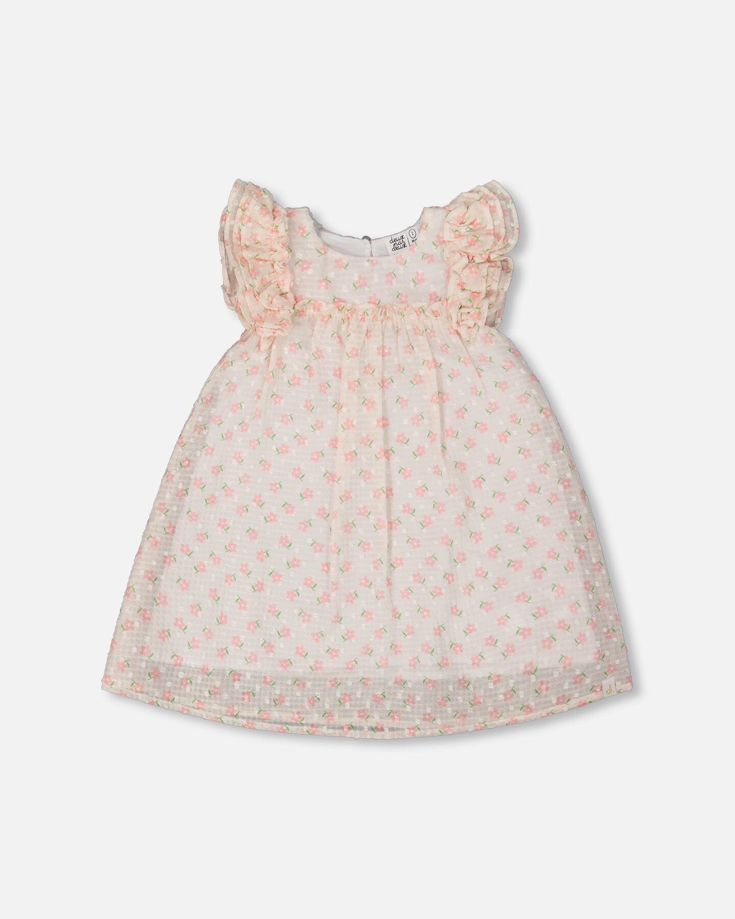 Printed Dress With Frills Pale Pink And Flowers - G30O94_000