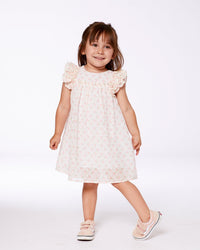 Printed Dress With Frills Pale Pink And Flowers - G30O94_000