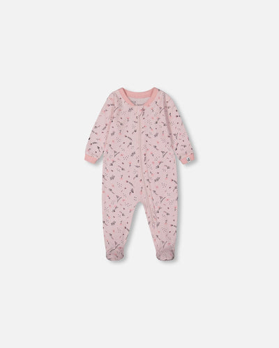 Printed Organic Cotton One-Piece Pajama Off-White And Multi Truck - G30PA40US_028