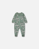 Printed Organic Cotton One-Piece Pajama Light Sage And Gray Crocodile - G30PA40US_043