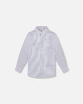 Long Sleeve Button Down Shirt Navy Blue Stripes