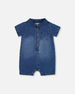 One-Piece Denim Romper Dark Denim Blue - G30S40_123