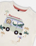 Short Sleeve Top And French Terry Short Set Beige With Palm Trees And Blue Truck - G30T10_084