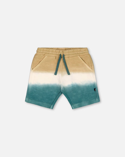 French Terry Short Gradient Beige And Teal - G30T25_082