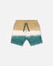 French Terry Short Gradient Beige And Teal - G30T25_082