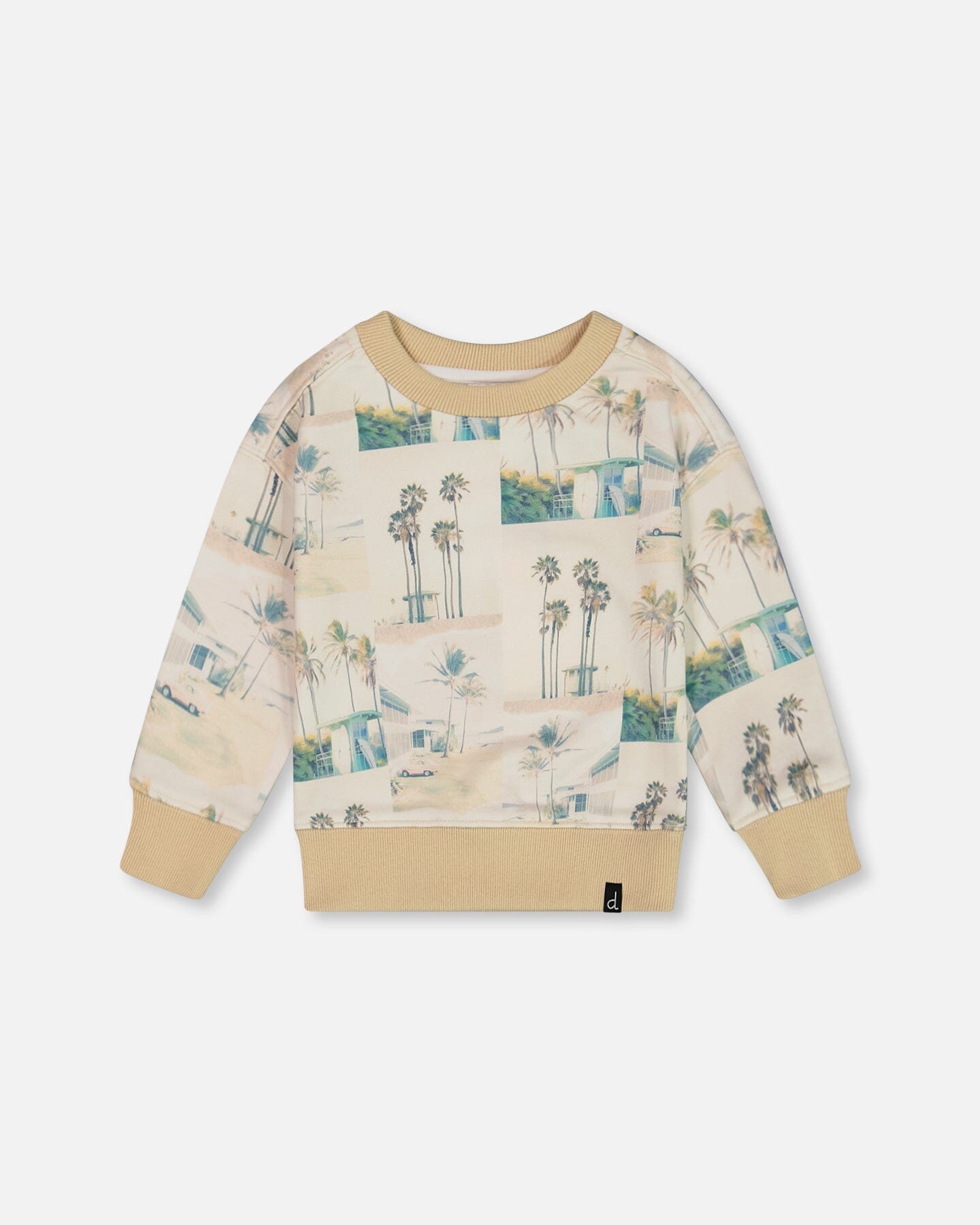 Printed Pullover Sweatshirt Beige Palm Tree And Teal - G30T30_083