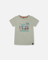 Short Sleeve Organic Cotton Graphic Tee Sage And Multi