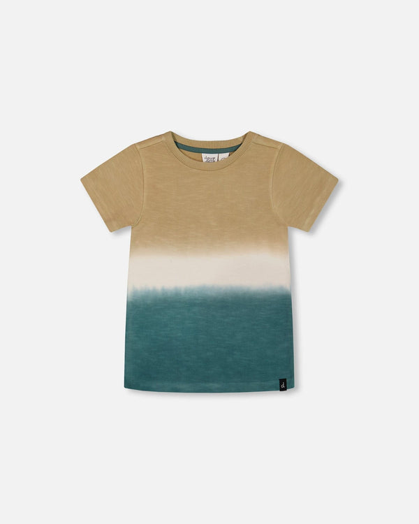 Short Sleeve Tee Gradient Beige And Teal - G30T72_082