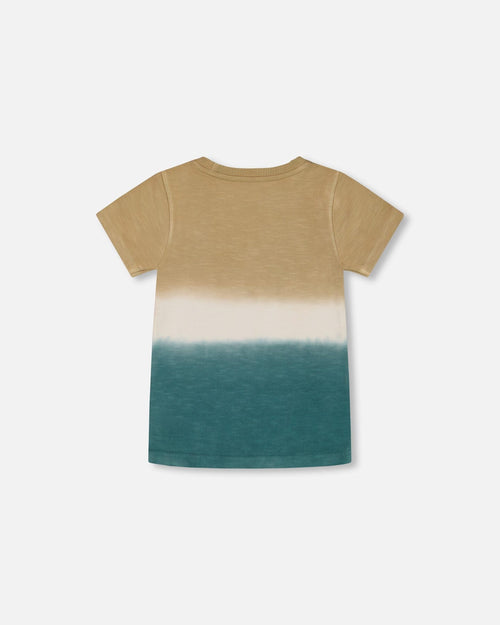 Short Sleeve Tee Gradient Beige And Teal - G30T72_082