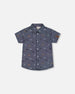 Printed Chambray Short Sleeve Shirt Gray, White And Tan - G30U15_033