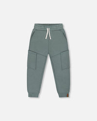 French Terry Sweatpants With Side Pockets Grayish Teal - G30U23_478