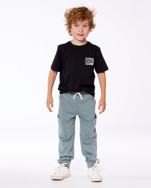 French Terry Sweatpants With Side Pockets Grayish Teal - G30U23_478