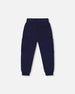 French Terry Sweatpants With Side Pockets Navy Blue - G30U23_481