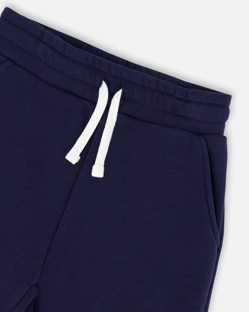 French Terry Sweatpants With Side Pockets Navy Blue - G30U23_481