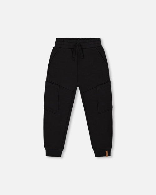 French Terry Sweatpants With Side Pockets Black - G30U23_999