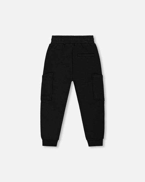 French Terry Sweatpants With Side Pockets Black - G30U23_999