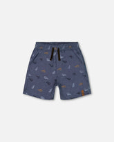 Printed Chambray Short Gray, White And Tan