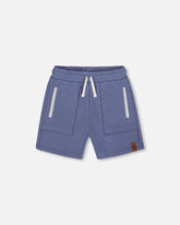 French Terry Zip Pocket Shorts Pale Mauve Blue