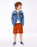 Denim Jacket With French Terry Hood White And Denim Blue - G30U50_123