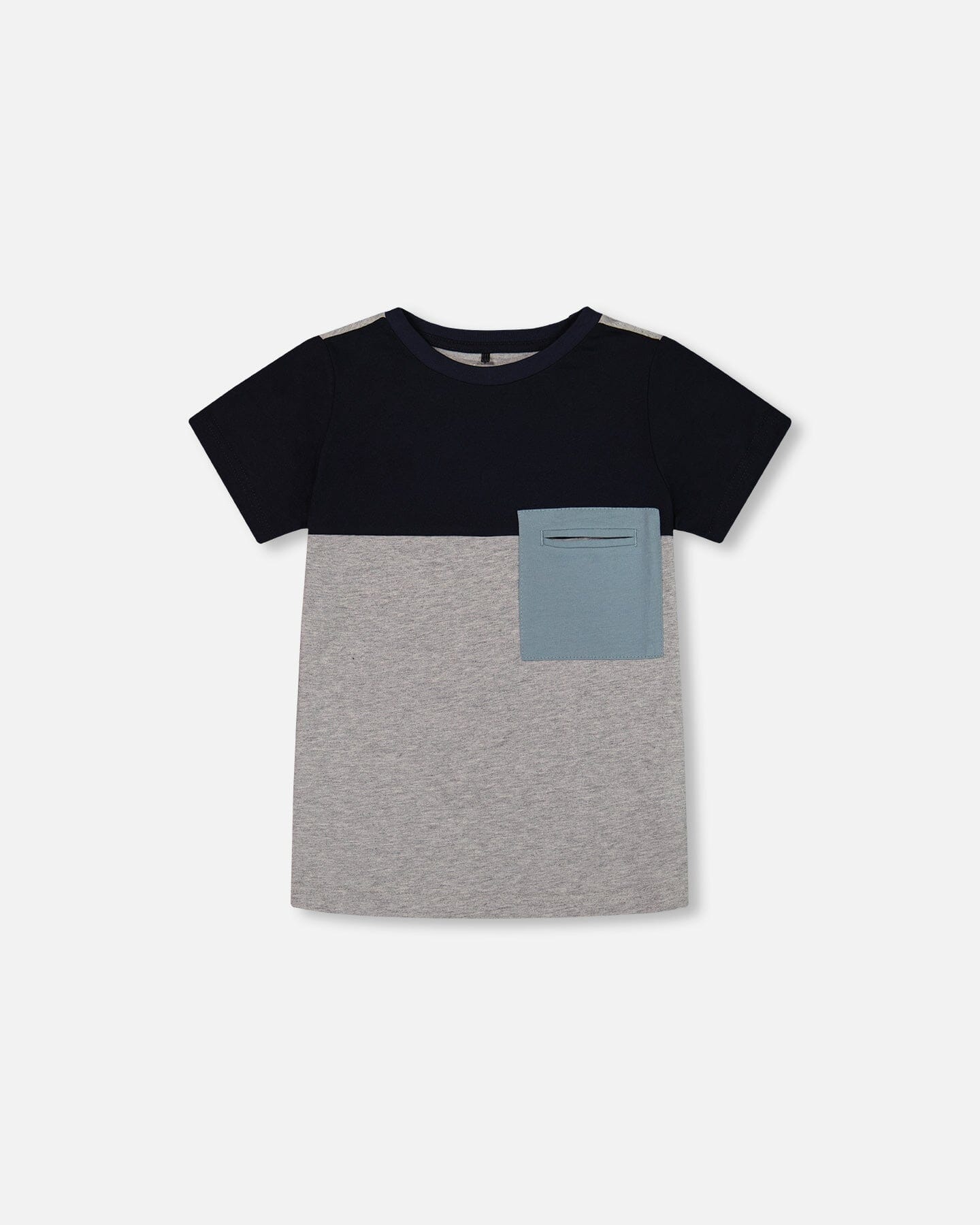 Organic Cotton Colorblock Tee Gray, Navy And Teal - G30U70_191