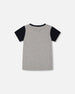 Organic Cotton Colorblock Tee Gray, Navy And Teal - G30U70_191