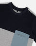 Organic Cotton Colorblock Tee Gray, Navy And Teal - G30U70_191