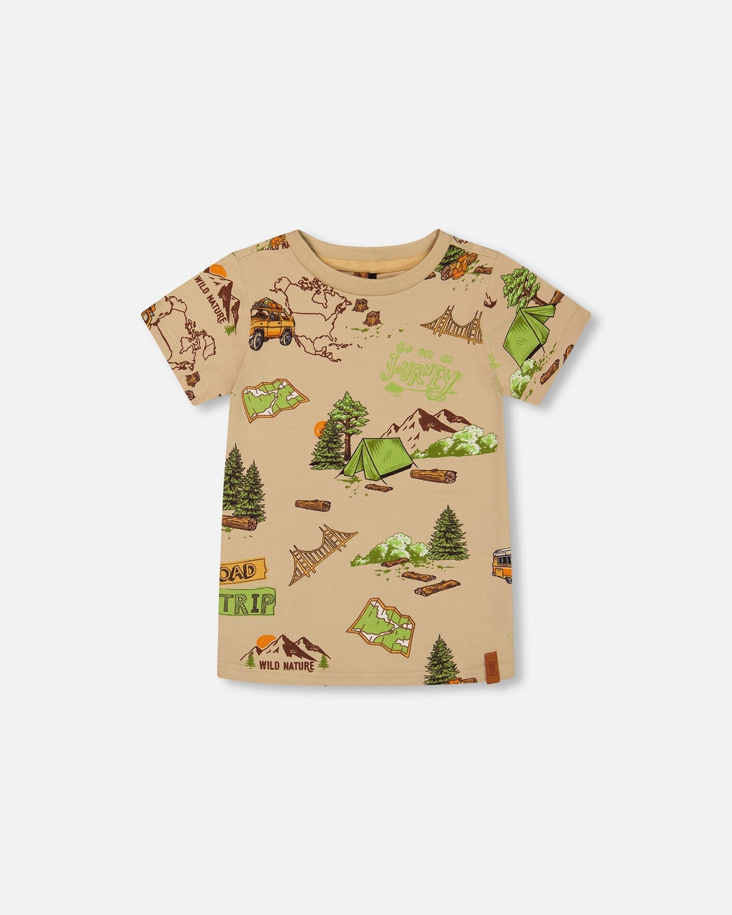 Printed Organic Cotton Tee Camping Beige - G30U72_109