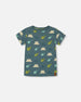 Printed Organic Cotton Tee Teal And Peach - G30U72_375