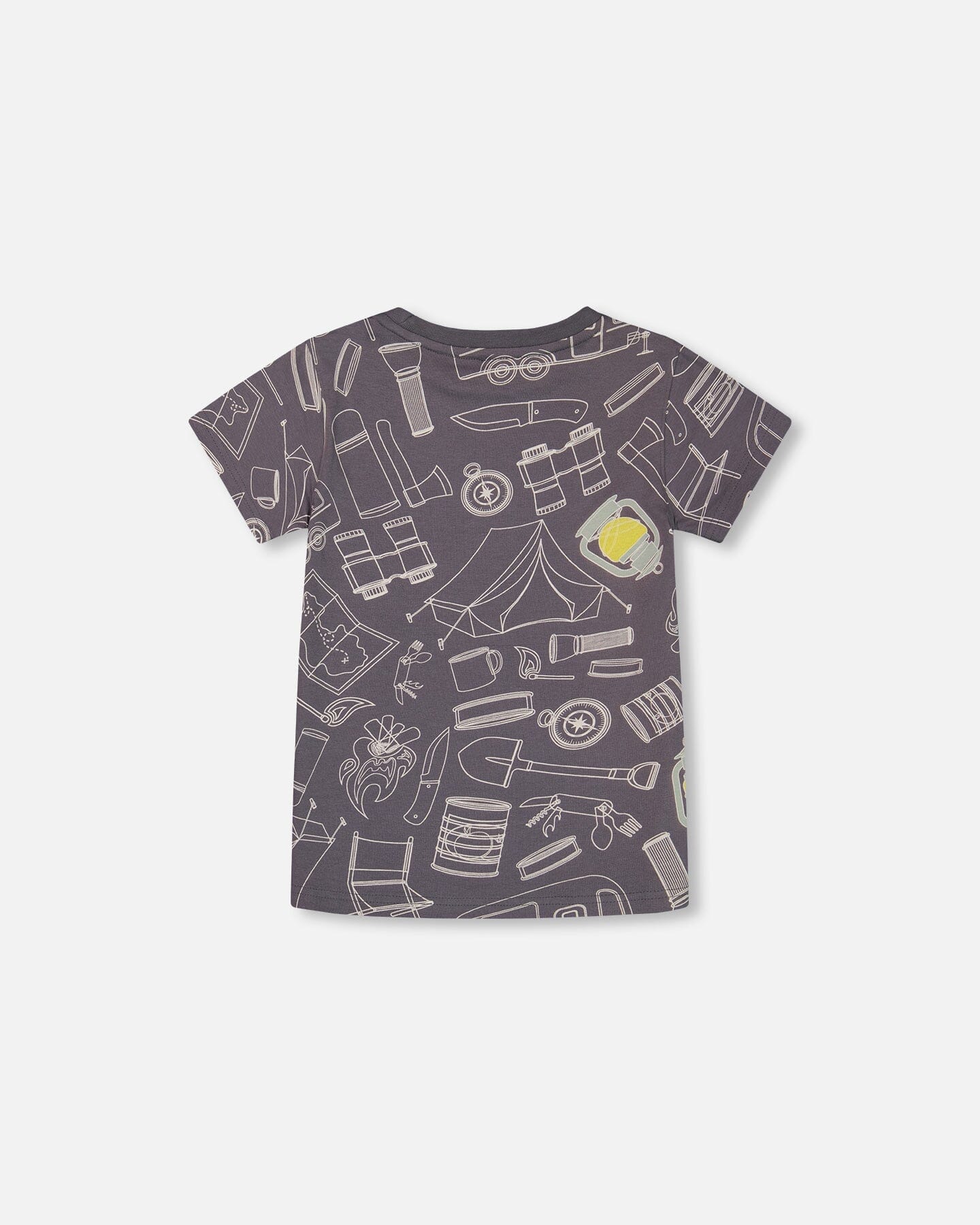 Printed Organic Cotton Tee Grayish Blue And Camping - G30U72_981