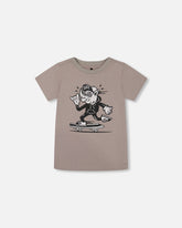 Organic Cotton Graphic Tee Gray, Black And White