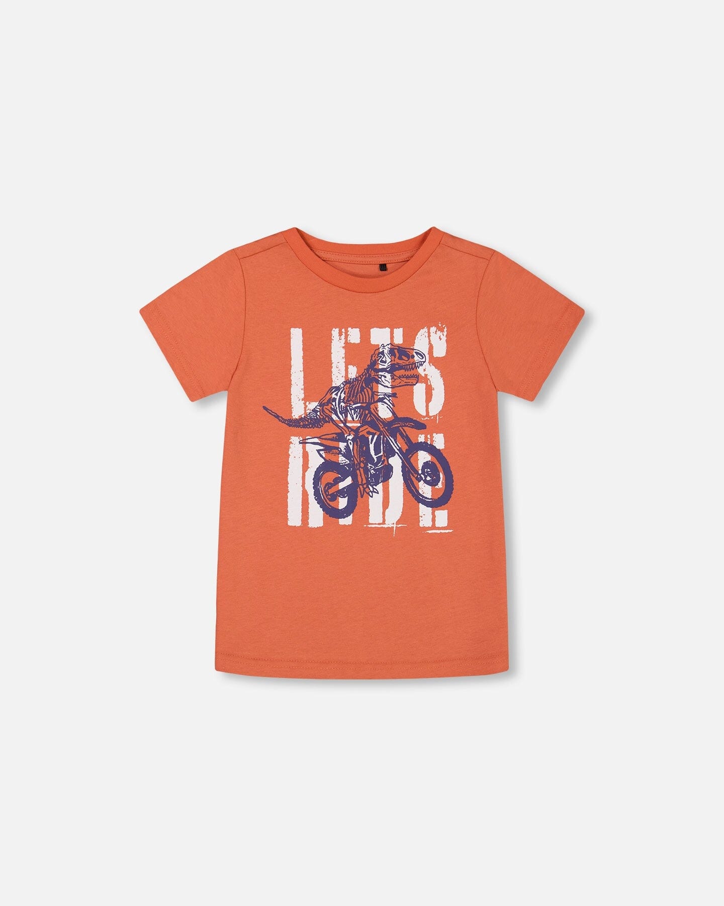 Organic Cotton Graphic Tee Orange And Navy Dino - G30U75_844