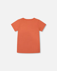 Organic Cotton Graphic Tee Orange And Navy Dino - G30U75_844