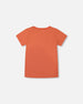 Organic Cotton Graphic Tee Orange And Navy Dino - G30U75_844