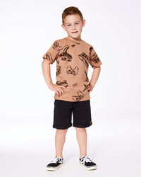 Printed Organic Cotton Tee Beige And Black Dinos - G30U77_919